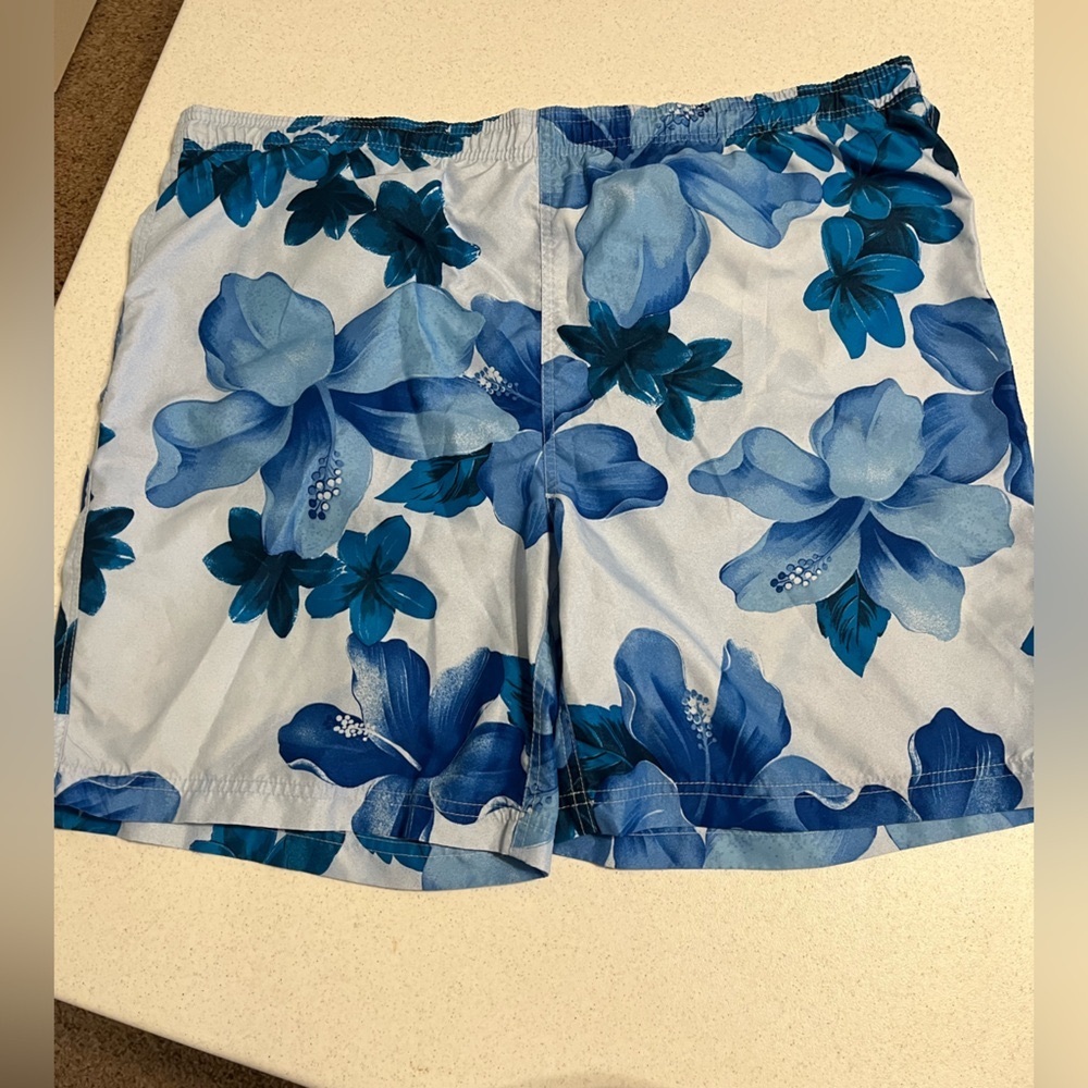 Blue Floral Swim Trunks
